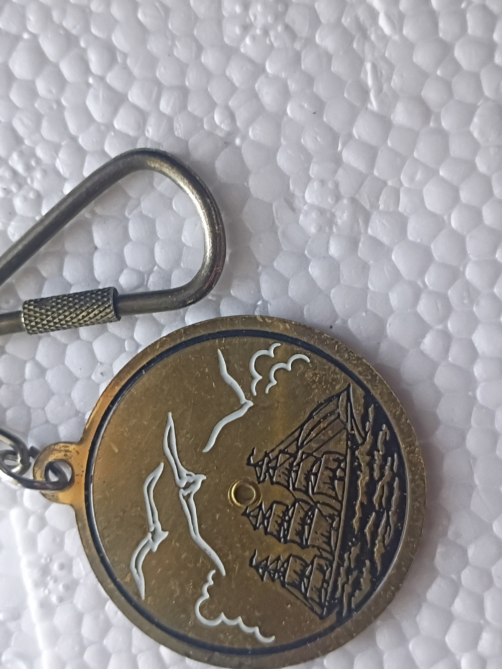 Vintage Brass Ship & Seagulls 1999-2038 Calendar Keychain!!